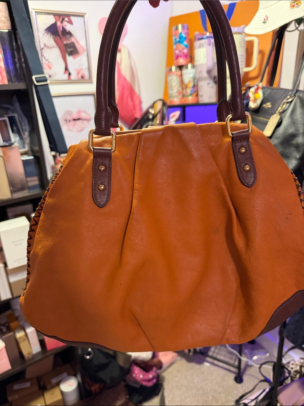 MCM - Cognac and Dark Brown Leather Tote - Picture 2 of 4